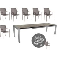 Stern Cardiff-Set 6 Stühle mit Ausziehtisch 214/294x100 cm + 2 Stühle gratis von Stern