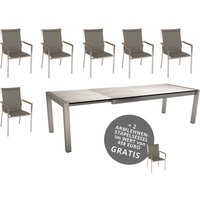 Stern Cardiff-Set 6 Stühle mit Ausziehtisch 214/294x100 cm + 2 Stühle gratis von Stern