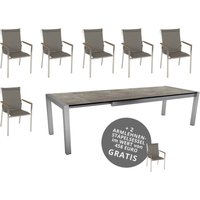 Stern Cardiff-Set 6 Stühle mit Ausziehtisch 214/294x100 cm + 2 Stühle gratis von Stern