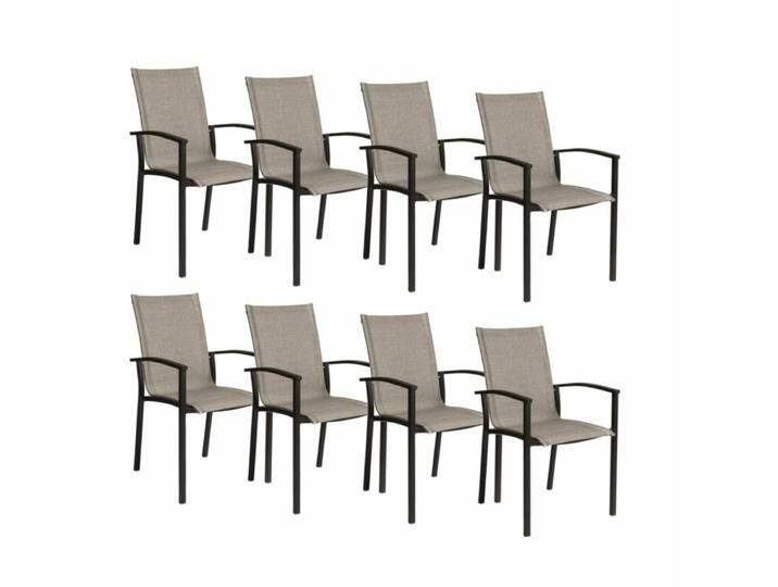 Stern Evoee Stapelsessel 6er-/8er-Set Gestell Aluminium - Gestell Alu schwarz matt Sitz Textil Leinen grau , 8er-Set von Stern