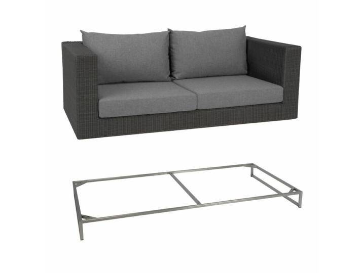 Stern Fontana 2-Sitzer Loungesofa mit Untergestell - Gestell Edelstahl Sitz Polyrattan basaltgrau Polster seidengrau von Stern