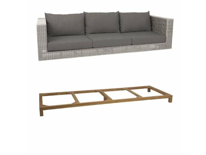 Stern Fontana 3-Sitzer Loungesofa mit Untergestell - Gestell Teak Sitz Polyrattan vintage-weiß Polster seidengrau von Stern