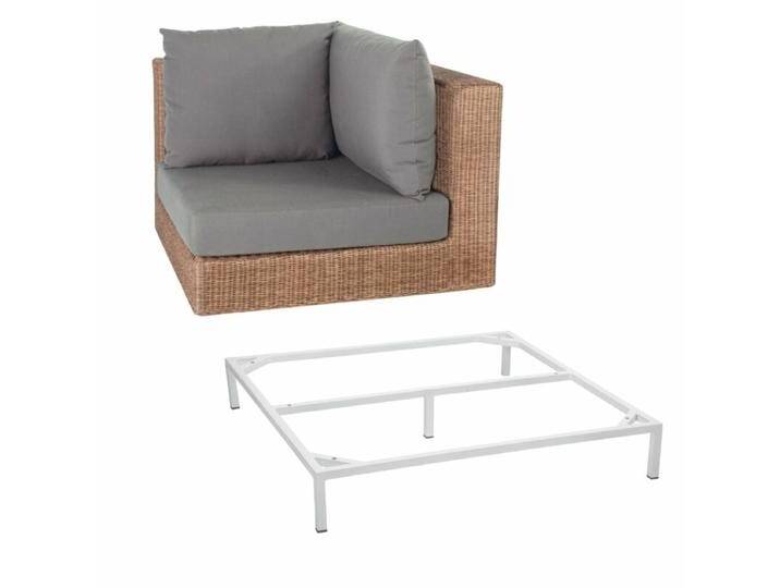Stern Fontana Lounge Eckelement mit Untergestell - Gestell Alu weiß Sitz Polyrattan zimt Polster rehbraun von Stern