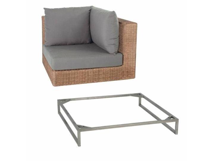 Stern Fontana Lounge Eckelement mit Untergestell - Gestell Edelstahl Sitz Polyrattan zimt Polster rehbraun von Stern