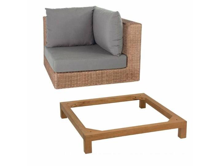 Stern Fontana Lounge Eckelement mit Untergestell - Gestell Teak Sitz Polyrattan zimt Polster rehbraun von Stern