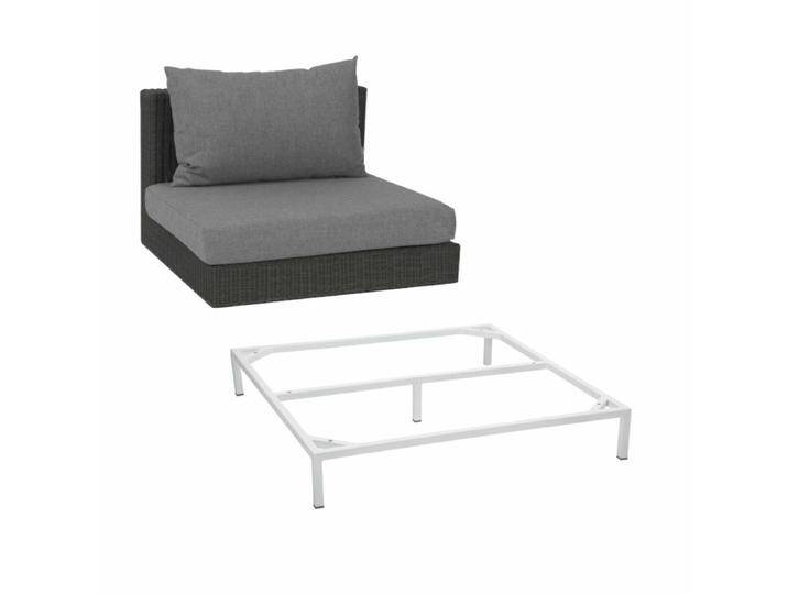 Stern Fontana Lounge Mittelelement mit Untergestell - Gestell Alu weiß Sitz Polyrattan basaltgrau Polster seidengrau von Stern