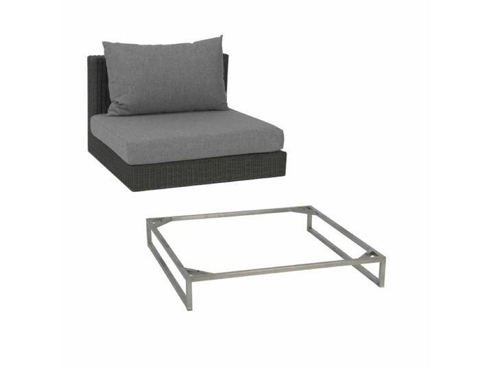Stern Fontana Lounge Mittelelement mit Untergestell - Gestell Edelstahl Sitz Polyrattan basaltgrau Polster seidengrau von Stern