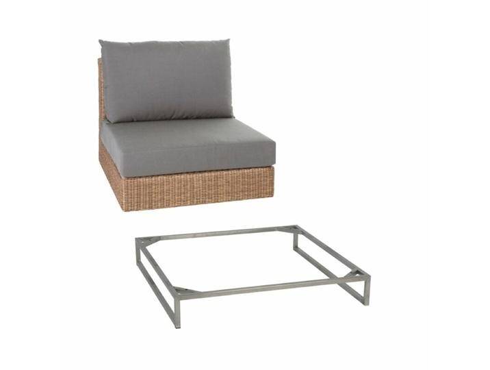 Stern Fontana Lounge Mittelelement mit Untergestell - Gestell Edelstahl Sitz Polyrattan zimt Polster rehbraun von Stern