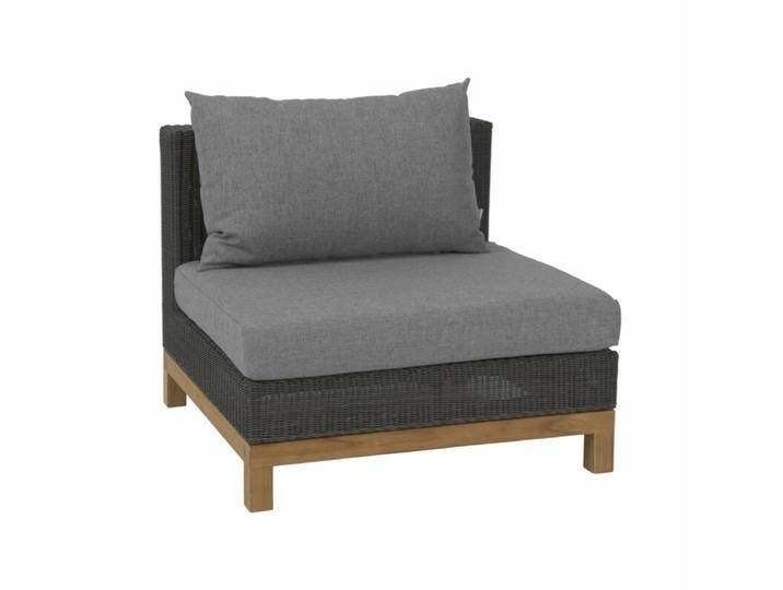 Stern Fontana Lounge Mittelelement mit Untergestell - Gestell Teak Sitz Polyrattan basaltgrau Polster seidengrau von Stern