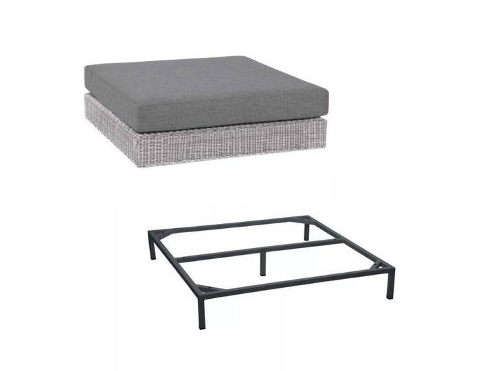 Stern Fontana Loungehocker mit Untergestell - Gestell Alu anthrazit Sitz Polyrattan vintage-weiß Polster seidengrau von Stern