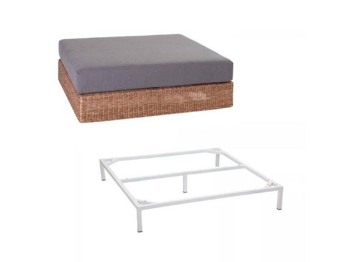 Stern Fontana Loungehocker mit Untergestell - Gestell Alu weiß Sitz Polyrattan zimt Polster rehbraun von Stern
