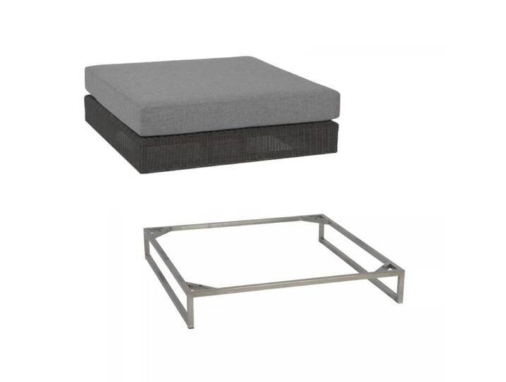 Stern Fontana Loungehocker mit Untergestell - Gestell Edelstahl Sitz Polyrattan basaltgrau Polster seidengrau von Stern