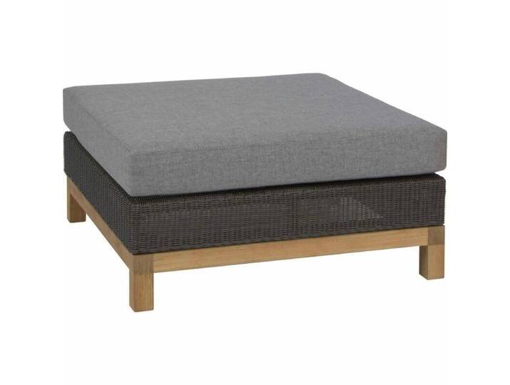 Stern Fontana Loungehocker mit Untergestell - Gestell Teak Sitz Polyrattan basaltgrau Polster seidengrau von Stern