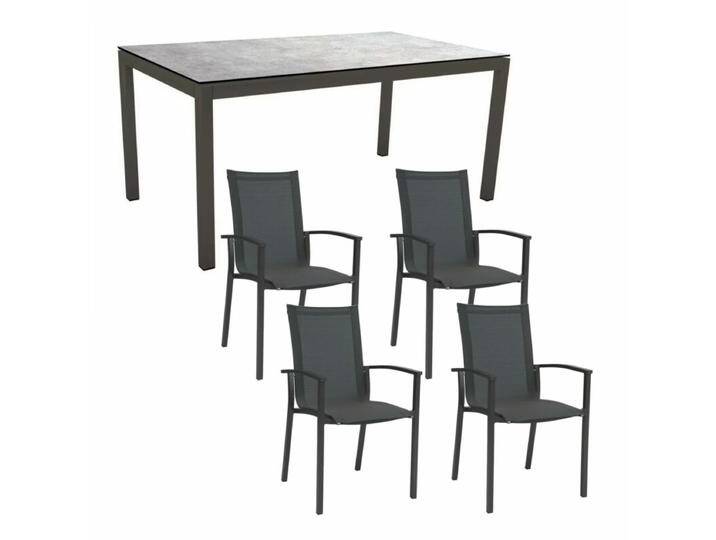 Stern Gartenmöbel-Set mit Stuhl Evoee und Tisch Classic Aluminium anthrazit/HPL 5-teilig - HPL Metallic Grau von Stern