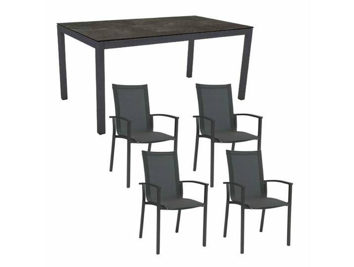 Stern Gartenmöbel-Set mit Stuhl Evoee und Tisch Classic Aluminium anthrazit/HPL 5-teilig - HPL Slate von Stern
