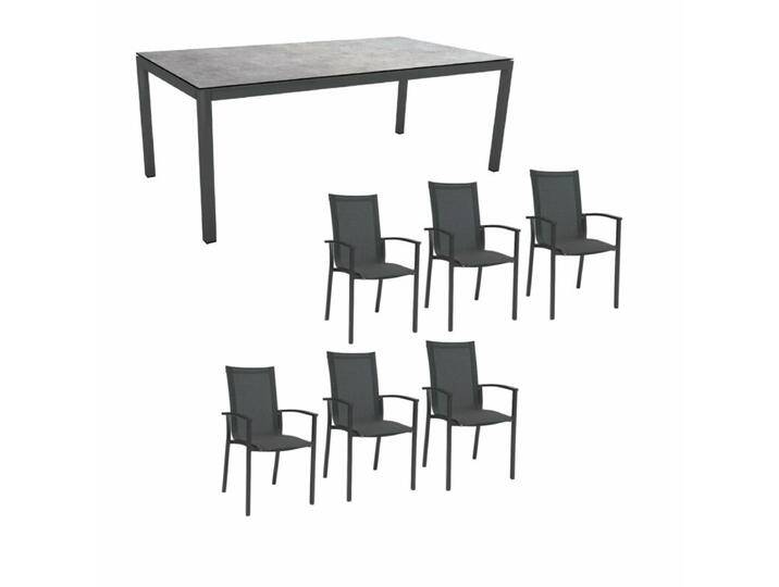 Stern Gartenmöbel-Set mit Stuhl Evoee und Tisch Classic Aluminium anthrazit/HPL 7-teilig - HPL Metallic Grau von Stern