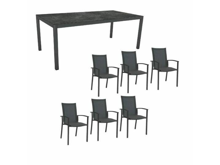 Stern Gartenmöbel-Set mit Stuhl Evoee und Tisch Classic Aluminium anthrazit/HPL 7-teilig - HPL Slate von Stern