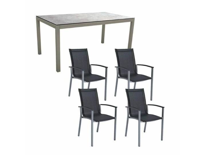 Stern Gartenmöbel-Set mit Stuhl Evoee und Tisch Classic Aluminium graphit/HPL 5-teilig - HPL Metallic Grau von Stern