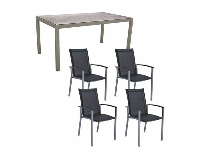Stern Gartenmöbel-Set mit Stuhl Evoee und Tisch Classic Aluminium graphit/HPL 5-teilig - HPL Smoky von Stern