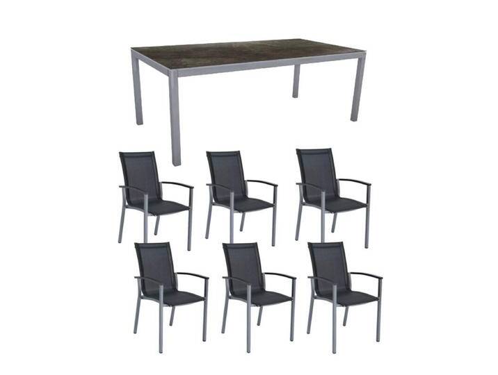 Stern Gartenmöbel-Set mit Stuhl Evoee und Tisch Classic Aluminium graphit/HPL 7-teilig - HPL Dark Marble von Stern