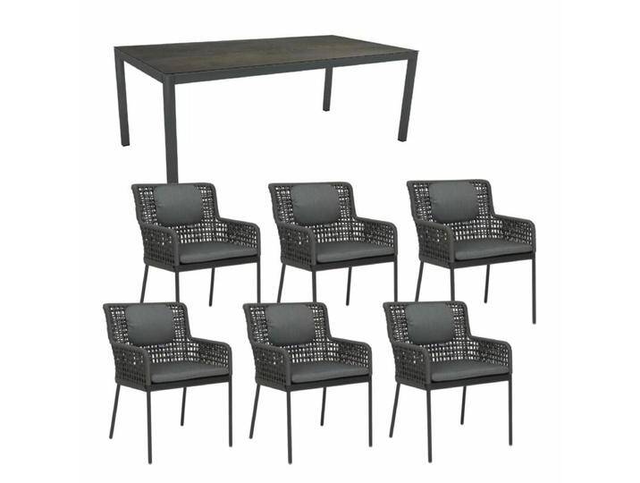 Stern Gartenmöbel-Set mit Stuhl Greta und Tisch Aluminium/HPL 200x100 cm - HPL Nitro von Stern