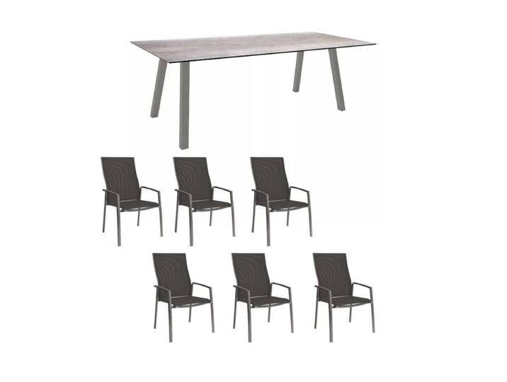 Stern Gartenmöbel-Set mit Stuhl Kari Plus und Tisch Interno Aluminium graphit 7-teilig - HPL Smoky von Stern