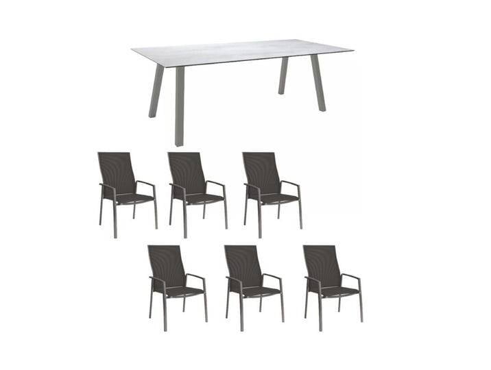 Stern Gartenmöbel-Set mit Stuhl Kari Plus und Tisch Interno Aluminium graphit 7-teilig - HPL Zement hell Stern Gartenmöbel-Set mit Stuhl Kari Plus und Tisch Interno Aluminium graphit 7-teilig - HPL Zement hell von Stern