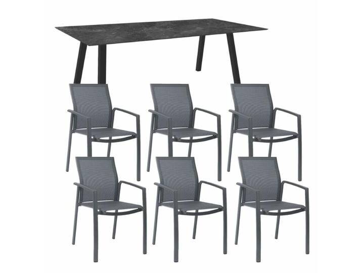 Stern Gartenmöbel-Set mit Stuhl Kari und Tisch Interno 7-teilig - Gestell Alu anthrazit Sitz karbon Tischplatte HPL Slate Stern Gartenmöbel-Set mit Stuhl Kari und Tisch Interno 7-teilig - Gestell Alu anthrazit Sitz karbon Tischplatte HPL Slate von Stern