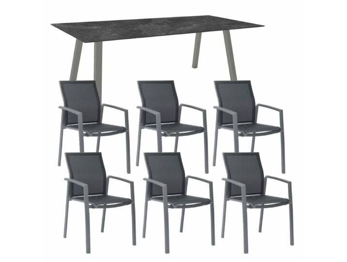 Stern Gartenmöbel-Set mit Stuhl Kari und Tisch Interno 7-teilig - Gestell Alu graphit Sitz silbergrau Tischplatte HPL Slate Stern Gartenmöbel-Set mit Stuhl Kari und Tisch Interno 7-teilig - Gestell Alu graphit Sitz silbergrau Tischplatte HPL Slate von Stern
