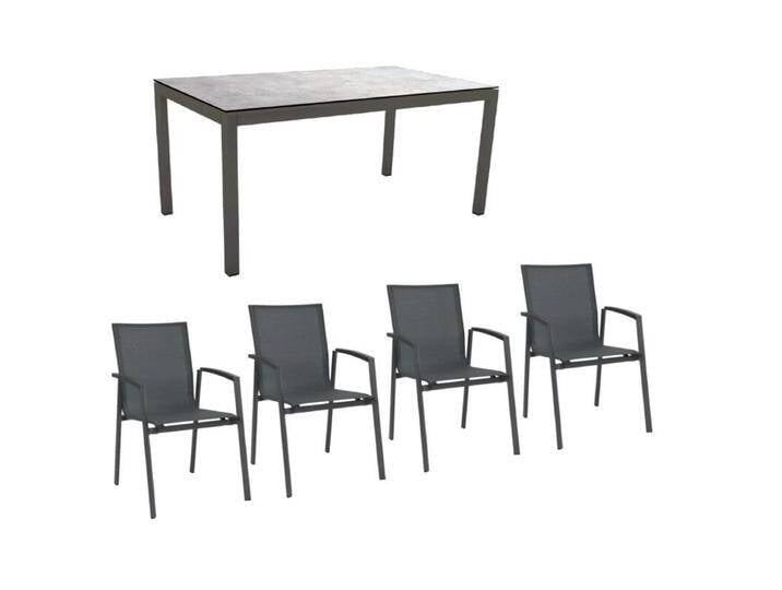 Stern Gartenmöbel-Set mit Stuhl New Top und Tisch Classic Aluminium/HPL 5-teilig - Gestelle Alu anthrazit Sitz Textil karbon Tischplatte HPL Metallic Grau Stern Gartenmöbel-Set mit Stuhl New Top und Tisch Classic Aluminium/HPL 5-teilig - Gestelle Alu anthrazit Sitz Textil karbon Tischplatte HPL Metallic Grau von Stern