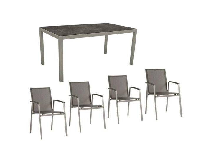 Stern Gartenmöbel-Set mit Stuhl New Top und Tisch Classic Aluminium/HPL 5-teilig - Gestelle Alu graphit Sitz Textil silbergrau Tischplatte HPL Slate Stern Gartenmöbel-Set mit Stuhl New Top und Tisch Classic Aluminium/HPL 5-teilig - Gestelle Alu graphit Sitz Textil silbergrau Tischplatte HPL Slate von Stern