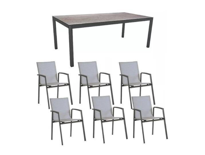 Stern Gartenmöbel-Set mit Stuhl New Top und Tisch Classic Aluminium/HPL 7-teilig - Gestelle Alu anthrazit Sitz Textil silber Tischplatte HPL Smoky Stern Gartenmöbel-Set mit Stuhl New Top und Tisch Classic Aluminium/HPL 7-teilig - Gestelle Alu anthrazit Sitz Textil silber Tischplatte HPL Smoky von Stern