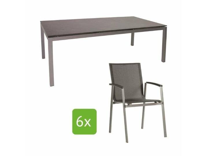 Stern Gartenmöbel-Set mit Stuhl New Top und Tisch Classic Aluminium/HPL 7-teilig - Gestelle Alu graphit Sitz Textil silbergrau Tischplatte HPL Metallic Grau Stern Gartenmöbel-Set mit Stuhl New Top und Tisch Classic Aluminium/HPL 7-teilig - Gestelle Alu graphit Sitz Textil silbergrau Tischplatte HPL Metallic Grau von Stern