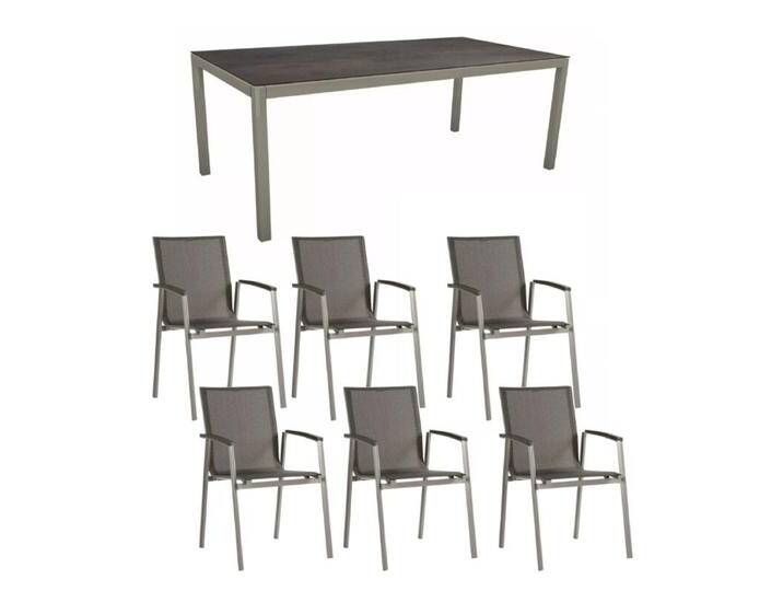 Stern Gartenmöbel-Set mit Stuhl New Top und Tisch Classic Aluminium/HPL 7-teilig - Gestelle Alu graphit Sitz Textil silbergrau Tischplatte HPL Nitro von Stern