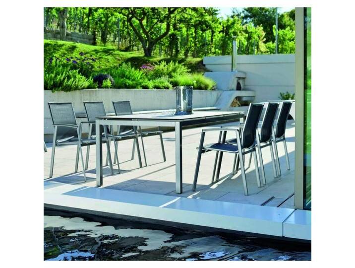 Stern Gartenmöbel-Set mit Stuhl New Top und Tisch Classic Aluminium/HPL 7-teilig - Gestelle Alu graphit Sitz Textil silbergrau Tischplatte HPL Tundra Grau von Stern