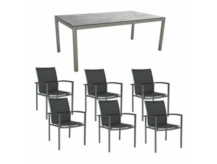 Stern Gartenmöbel-Set mit Stuhl Skelby und Tisch Classic Aluminium graphit/HPL 7-tlg. - HPL Metallic Grau von Stern