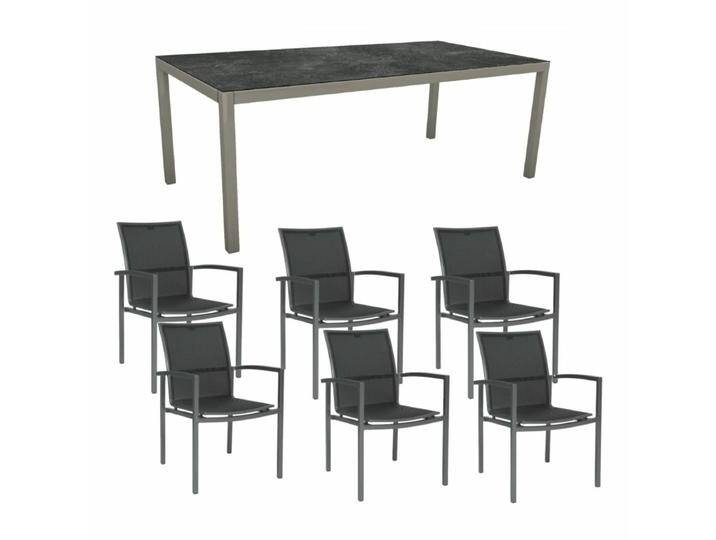 Stern Gartenmöbel-Set mit Stuhl Skelby und Tisch Classic Aluminium graphit/HPL 7-tlg. - HPL Slate Stern Gartenmöbel-Set mit Stuhl Skelby und Tisch Classic Aluminium graphit/HPL 7-tlg. - HPL Slate von Stern