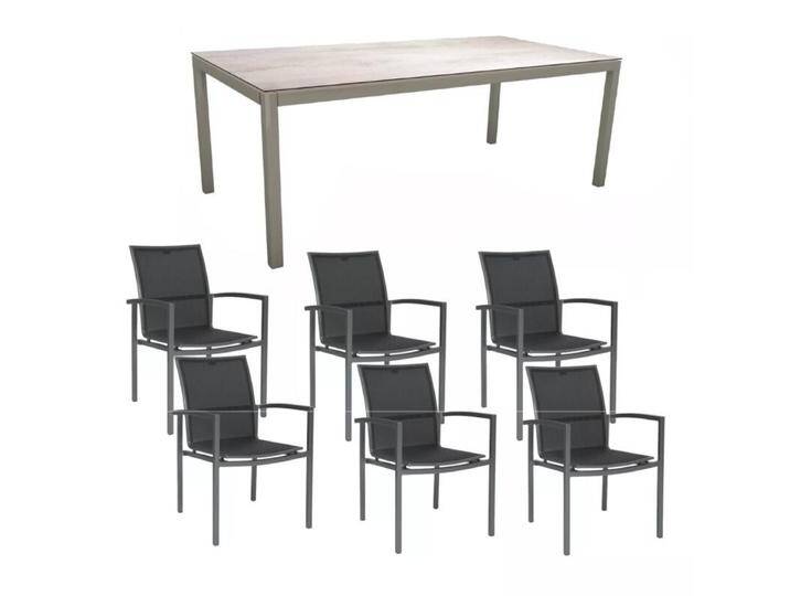 Stern Gartenmöbel-Set mit Stuhl Skelby und Tisch Classic Aluminium graphit/HPL 7-tlg. - HPL Zement hell von Stern
