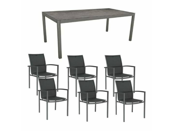 Stern Gartenmöbel-Set mit Stuhl Skelby und Tisch Classic Aluminium graphit/HPL 7-tlg. - HPL Zement von Stern