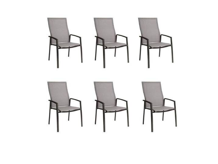 Stern Kari Plus Stapelsessel Komfortbreite, 4er-/6er-Set - Gestell Alu anthrazit Sitz Textil silber , 6er-Set von Stern