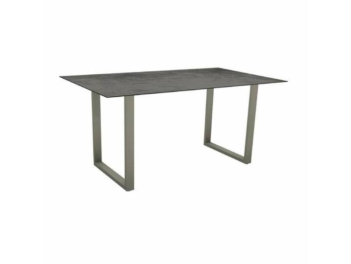 Stern Kufentisch Aluminium/HPL 160x90 cm - Aluminium graphit , HPL Zement,Tischbein mit Höhenausgleich,Industrial von Stern