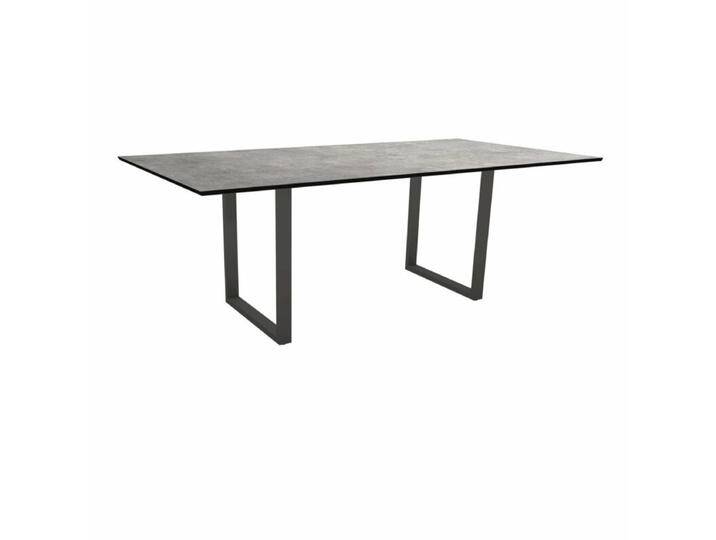 Stern Kufentisch Aluminium/HPL 200x100 cm - Aluminium anthrazit , HPL Metallic Grau,Tischbein mit Höhenausgleich,Industrial von Stern