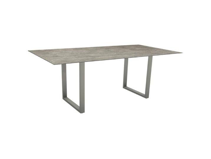 Stern Kufentisch Aluminium/HPL 200x100 cm - Aluminium graphit , HPL Slate Stone,Tischbein mit Höhenausgleich,Industrial von Stern