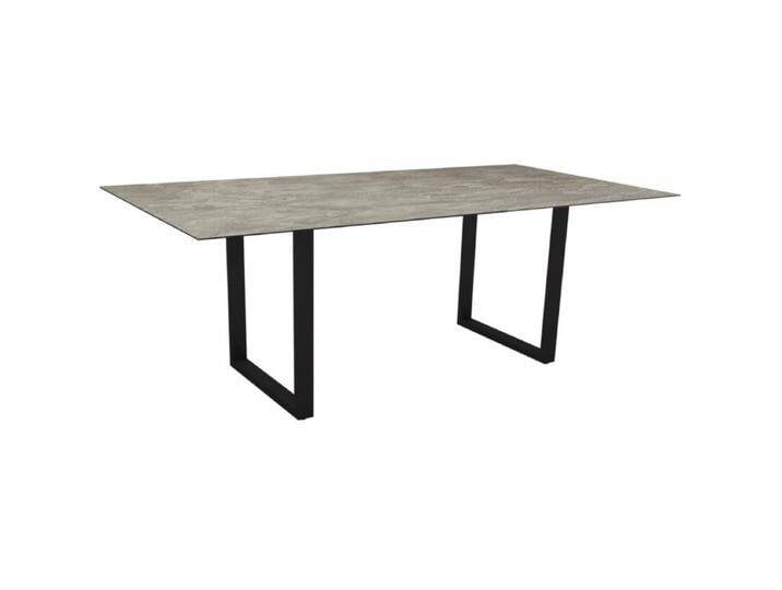 Stern Kufentisch Aluminium/HPL 200x100 cm - Aluminium schwarz matt , HPL Slate Stone,Tischbein mit Höhenausgleich,Industrial von Stern