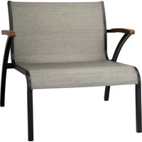 Stern Laris Lounge-Sessel Aluminium schwarz matt/Bezug Textilen Leinen grau/Teakarmlehnen von Stern