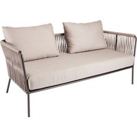 Stern Marla Lounge-Sofa 2-Sitzer Aluminium anthrazit Kordel salt Kissen graubraun von Stern
