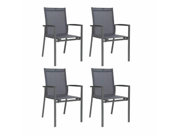 Stern New Levanto Stapelsessel 4er-/6er-Set - Gestell Alu anthrazit Sitz Textil karbon , 4er-Set von Stern