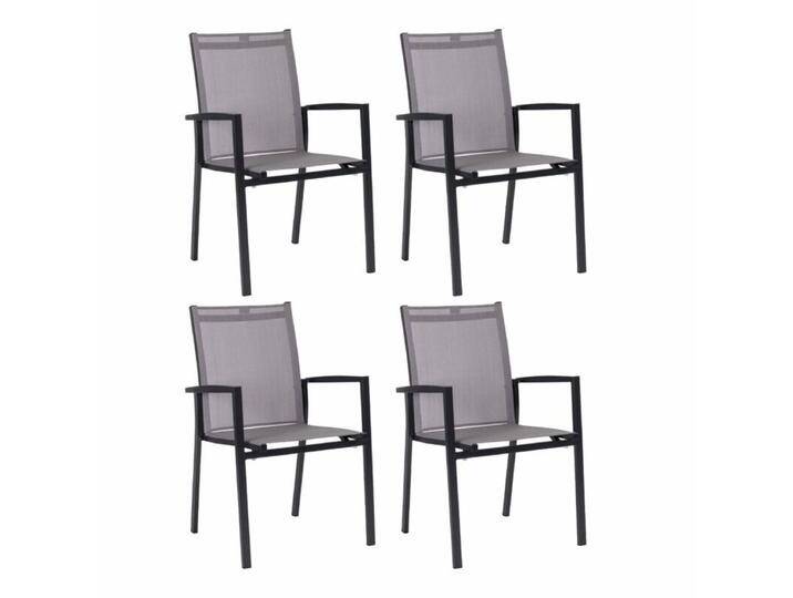 Stern New Levanto Stapelsessel 4er-/6er-Set - Gestell Alu anthrazit Sitz Textil silber , 4er-Set von Stern