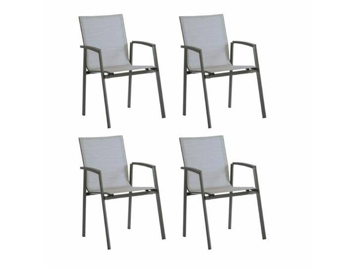 Stern New Top Stapelsessel 4er-/6er-Set, Gestell Aluminium - Gestell Alu anthrazit Sitz Textil silber Armlehnen Alu anthrazit , 4er-Set von Stern