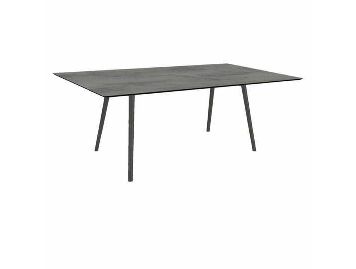Stern Tischsystem Interno, Aluminium Rundrohr/HPL - Aluminium anthrazit , HPL Zement , 180 × 100,Tischbein mit Höhenausgleich,Industrial von Stern